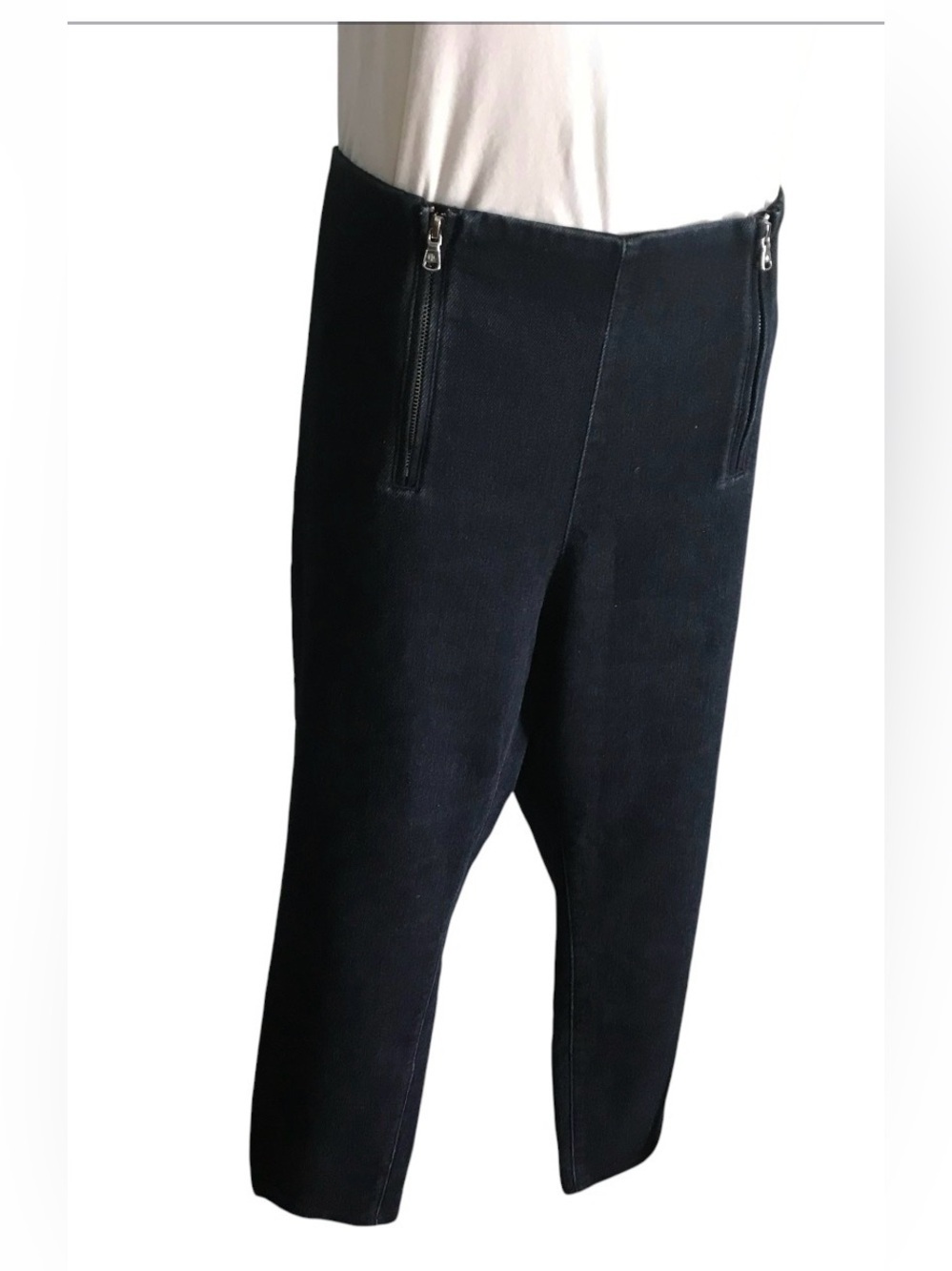 Lauren Ralph Lauren Double Zip Front High Rise Stretch Jeans Size 16 Dark Blue